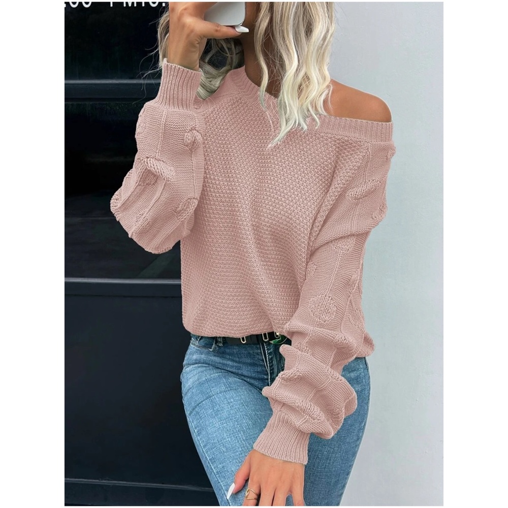 Cozy Dusty Pink Knit Oversized Sweater Top - Picture 1 of 10